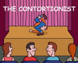 A man watches a contortionist at a talent contest. He's amazed how flexible the guy is and wishes he could do the same. It pays to be flexible!