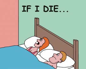 If I die, would you get remarried? This question is just one of many that a woman asks her husband as they lie in bed. Will he ever get some sleep?